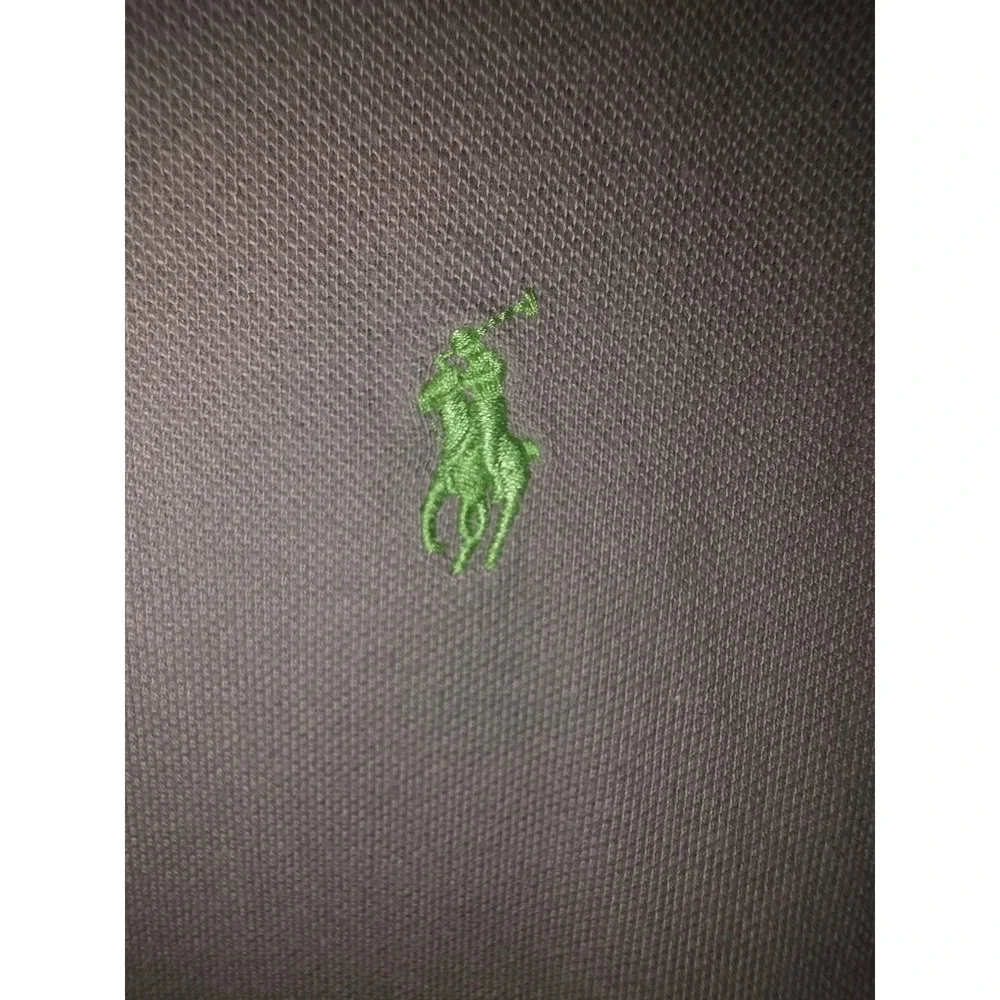 Polo Ralph Lauren Mens Custom Fit Polo Shirt Taupe Grey Lime Green Pony Large